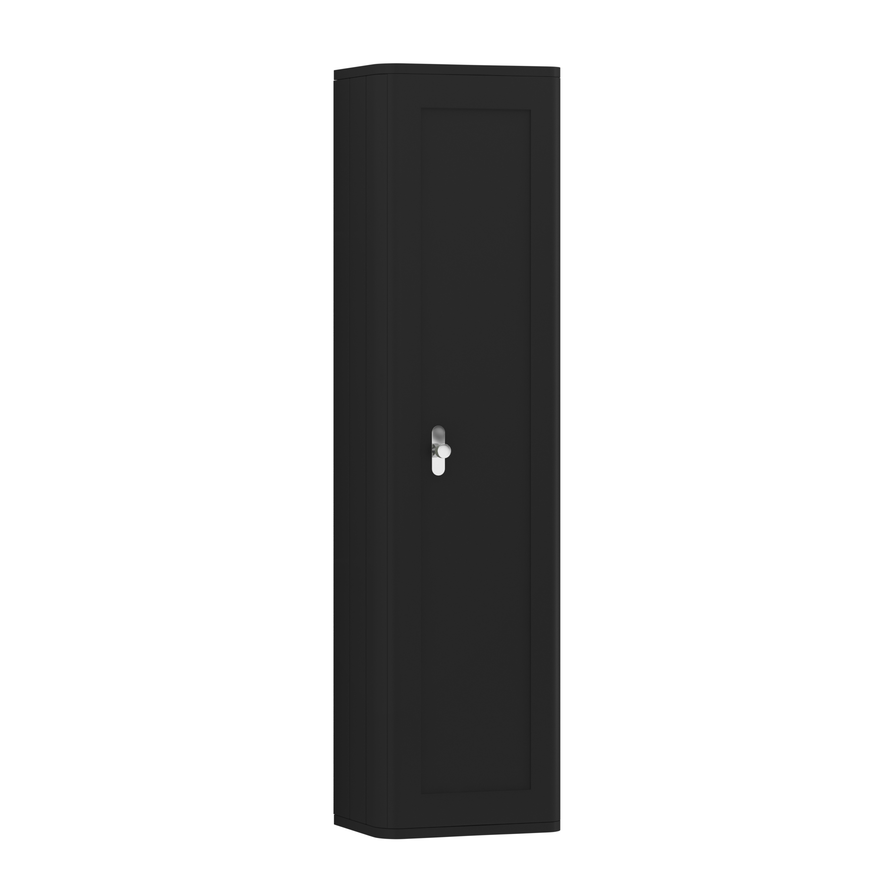 Henley 1390mm Matt Nocturne Black 1-Door Wall Hung Tall Boy Cabinet Unit with Chrome Knob