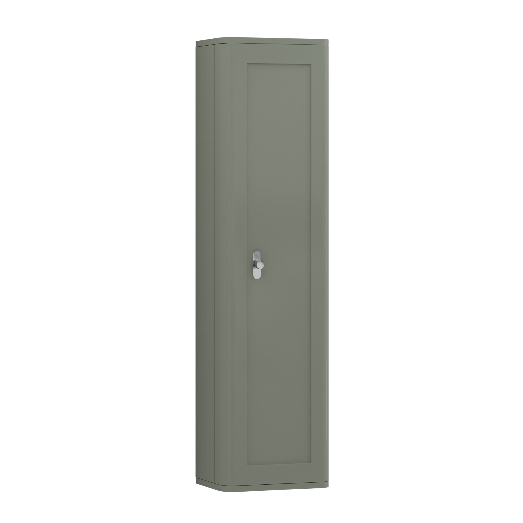 Henley 1390mm Sage Green 1-Door Wall Hung Tall Boy Cabinet Unit with Chrome Knob