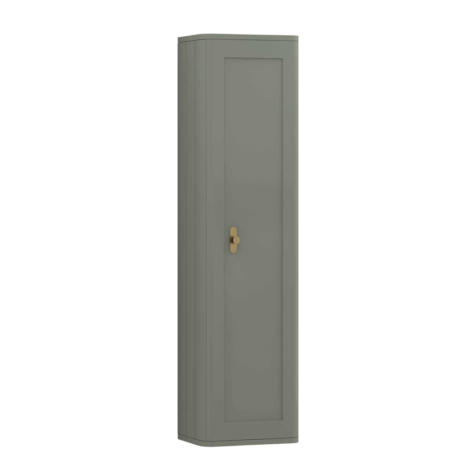 Henley 1390mm Sage Green 1-Door Wall Hung Tall Boy Cabinet Unit with Brushed Brass Knob