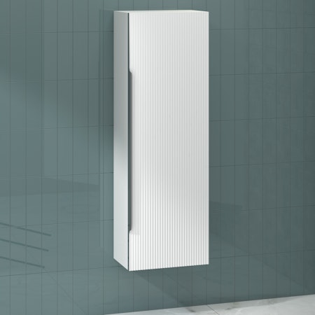 Lyon 1200 x 400mm Gloss White Single Door Chrome Handle Wall Hung Tall Unit