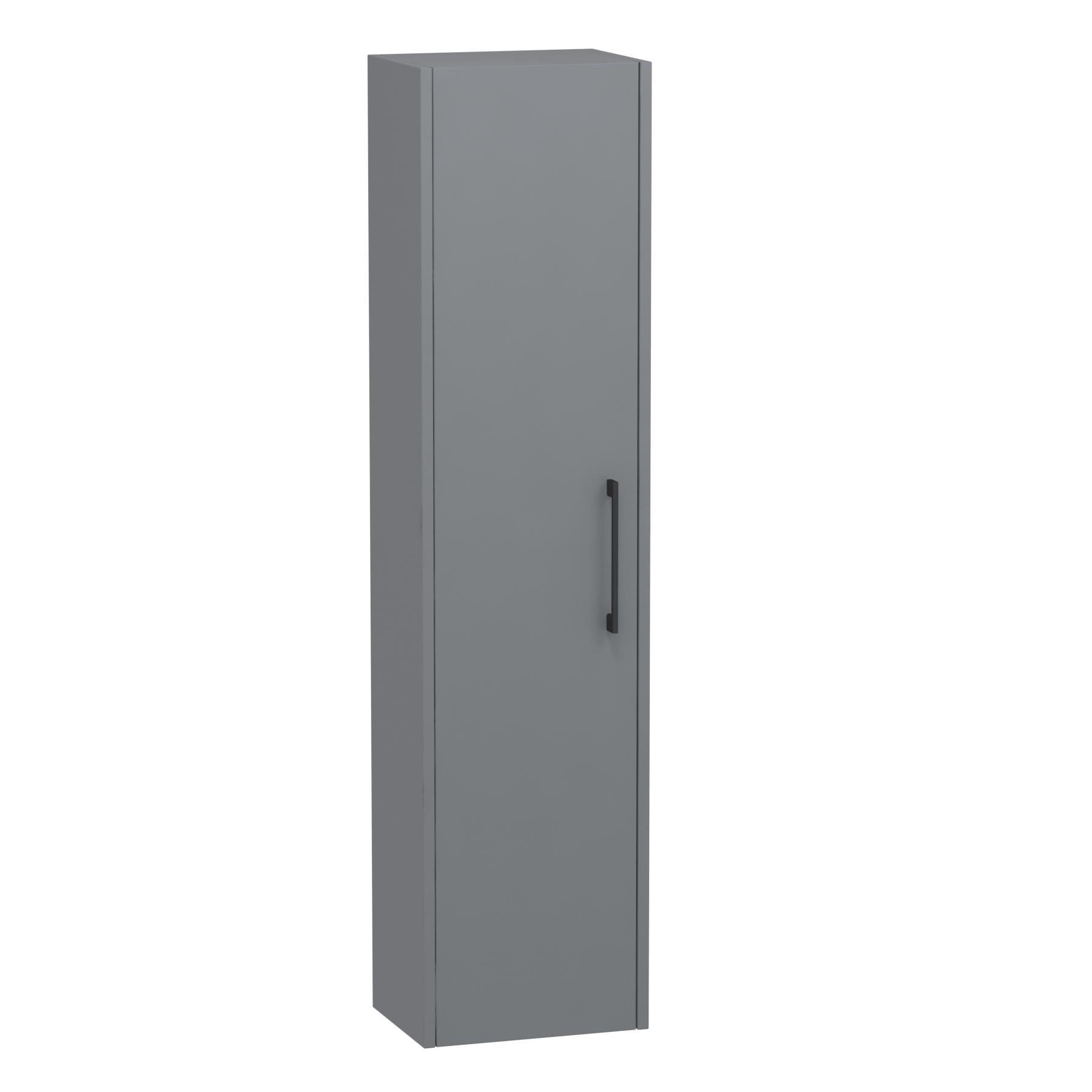 Milan 1450mm Coastal Grey Matt Wall Hung Tall Boy Unit 1 Door with Matt Black Handle