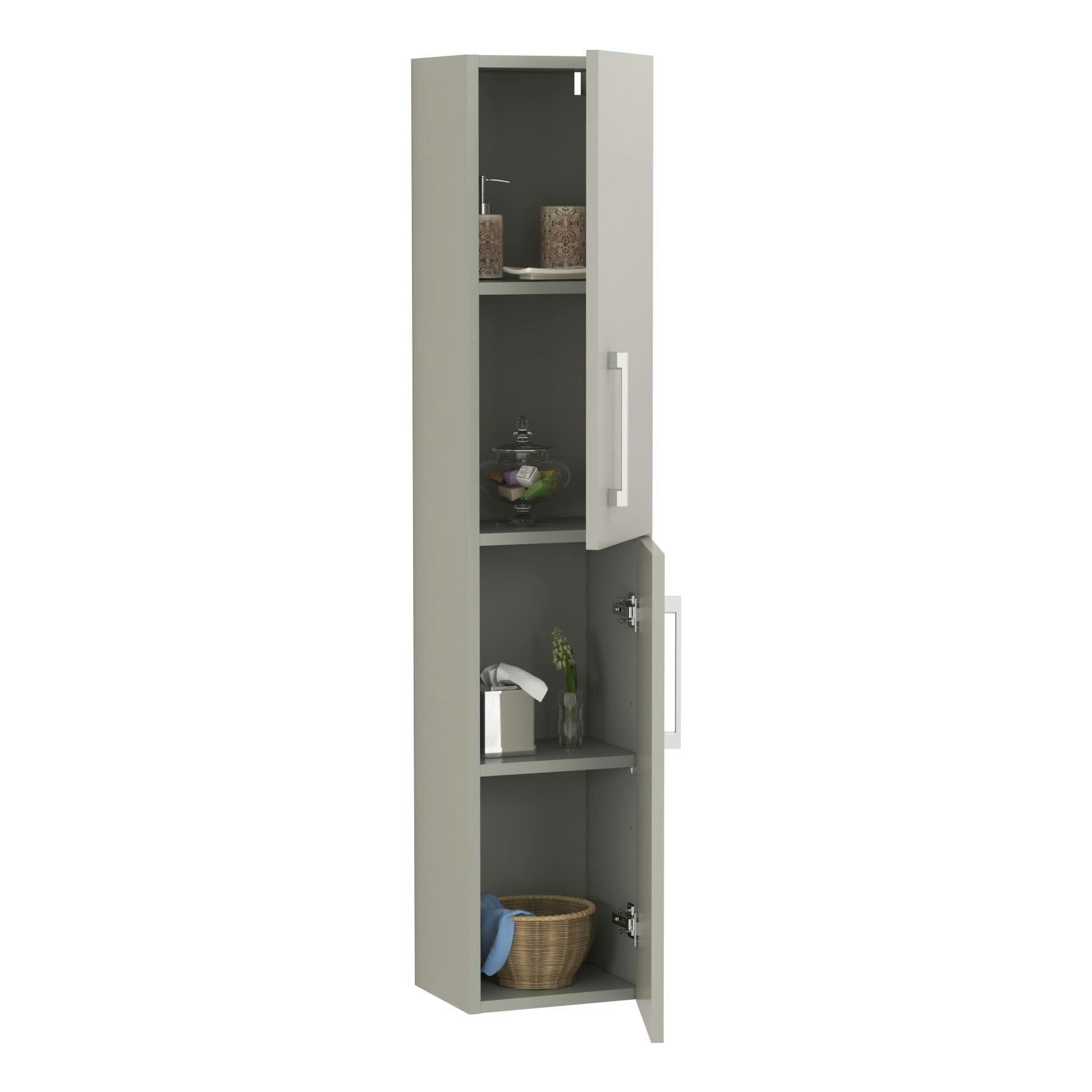 Modena 300mm Satin Grey 2 Door Wall Hung Tall Boy Bathroom