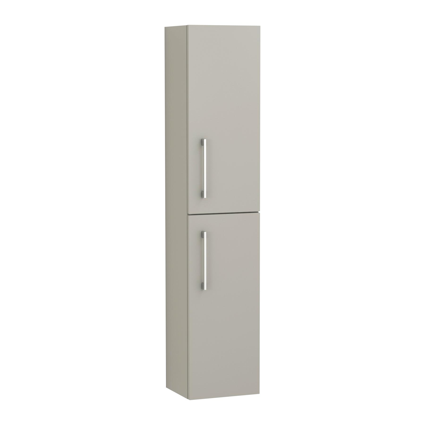 Modena 300mm Satin Grey 2 Door Wall Hung Tall Boy Bathroom Cabinet Storage Unit