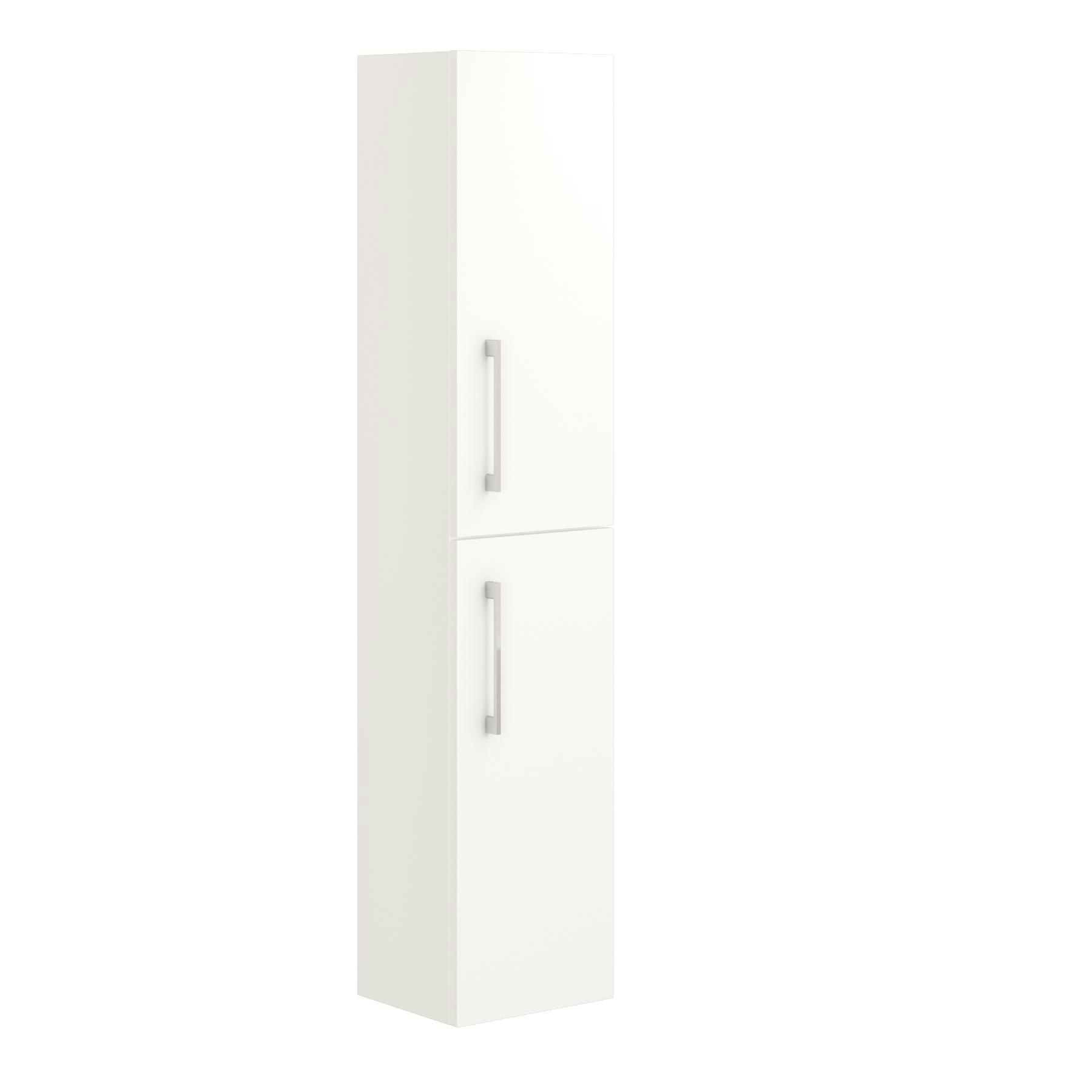 Modena 300mm Satin White 2 Door Wall Hung Tall Boy Storage Unit