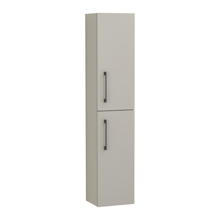 Modena 300mm Satin Grey 2 Door Wall Hung Tall Boy Black Handle Cabinet Storage Unit