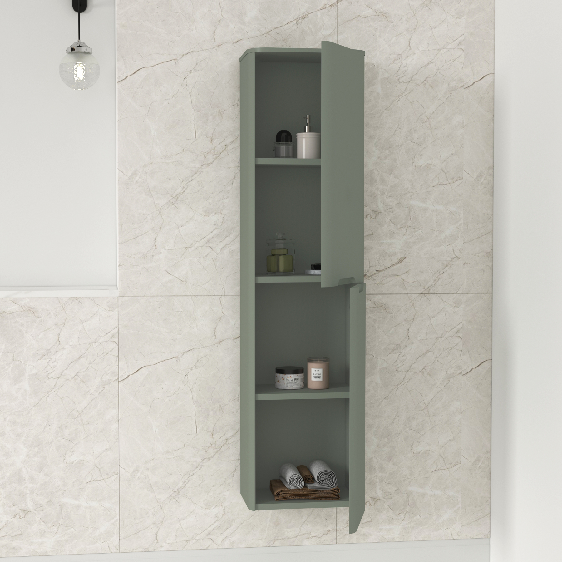 Venice 1400 x 350mm 2 Door Groove Handle Wall Hung Tall Unit With Multiple Colours