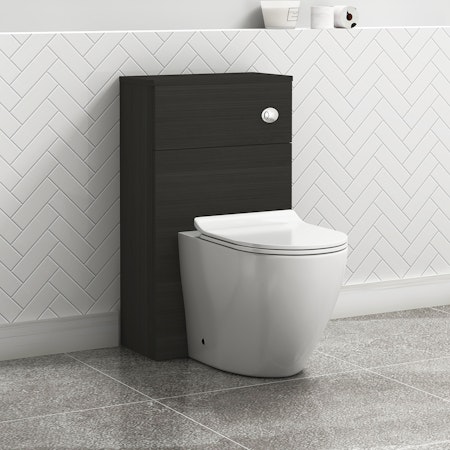 Hale Black 500mm WC Toilet Unit with Abacus Rimless BTW Pan & Seat, Cistern 