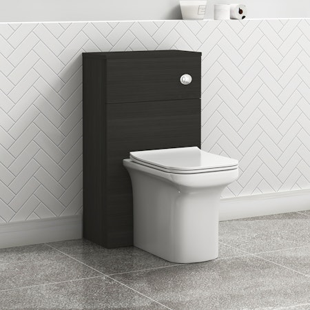 500mm Hale Black WC Unit & Back to Wall Toilet with Seat and Cistern