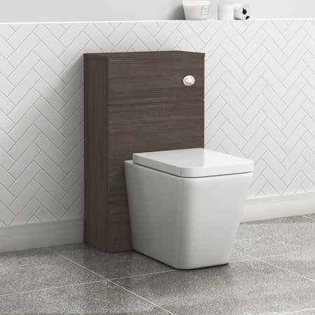 500mm Grey Elm WC Unit & Back to Wall Toilet with Seat and Cistern