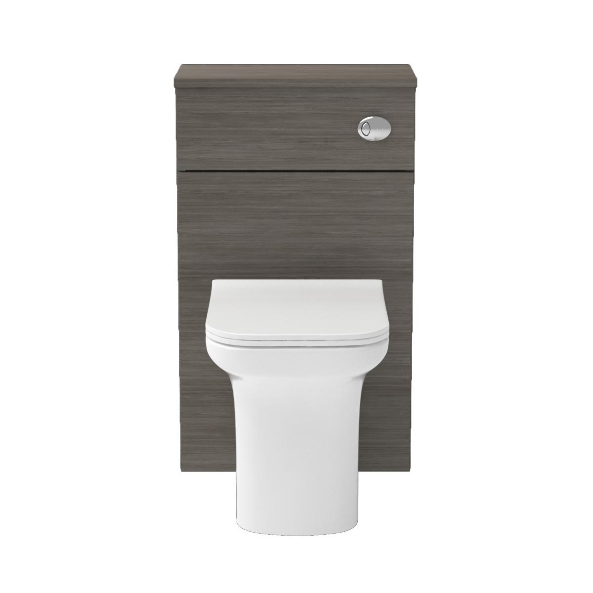 500mm Grey Elm BTW WC Unit with Crosby Rimless Toilet Pan & Seat 