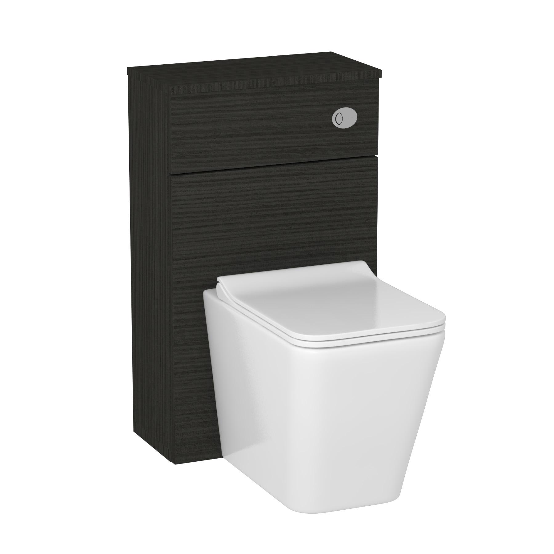 Hale Black 500mm WC Toilet Unit with Elena Rimless BTW Pan & Seat, Cistern 