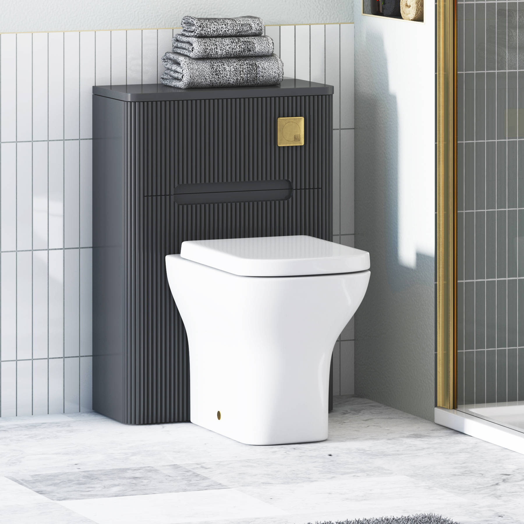 Avenza 550mm Matt Obsidian Black BTW  WC Unit With Rimless Toilet Seat and Various Pans