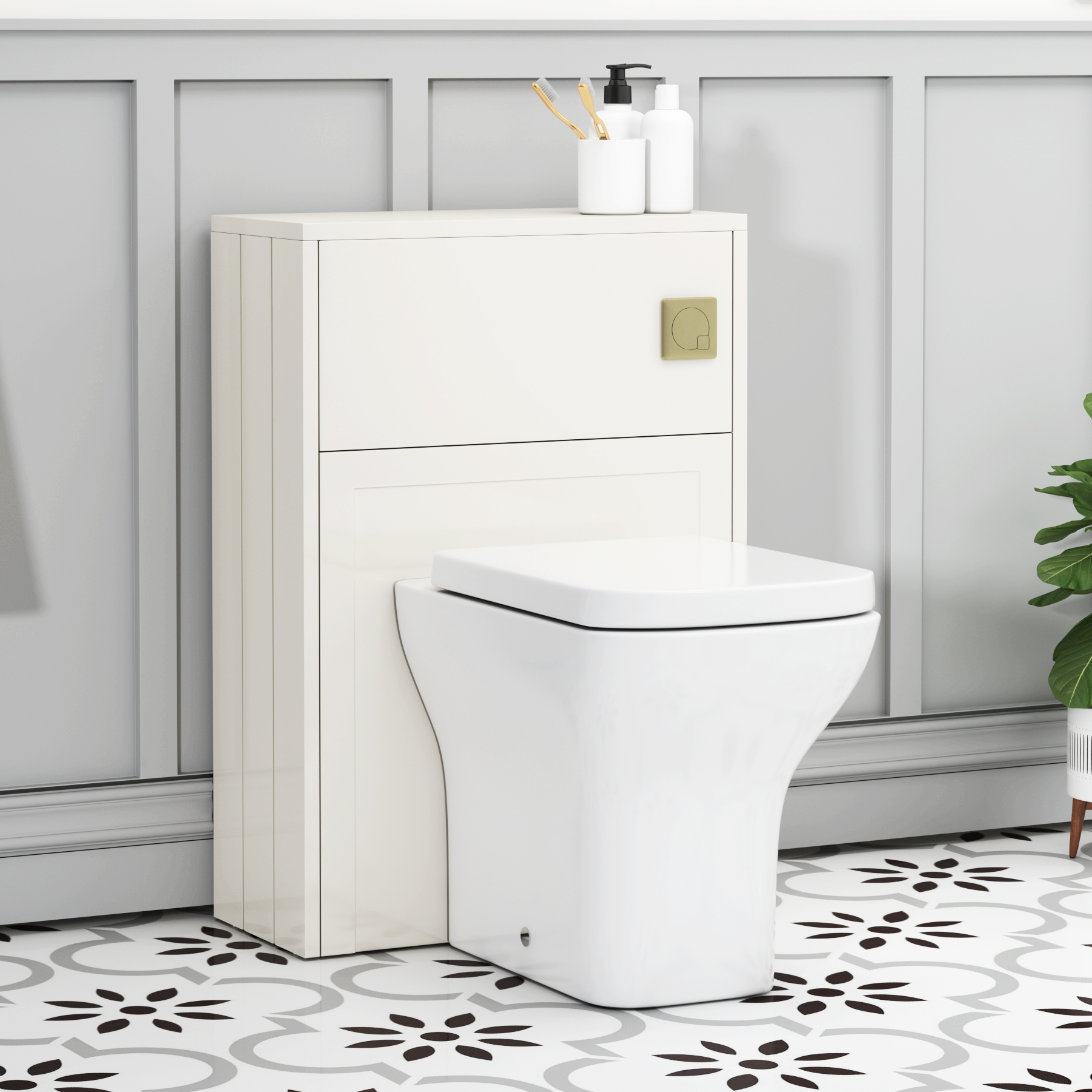 Elmore 550mm Classic White Traditional BTW  WC Unit With Rimless Toilet Seat and Various Pans