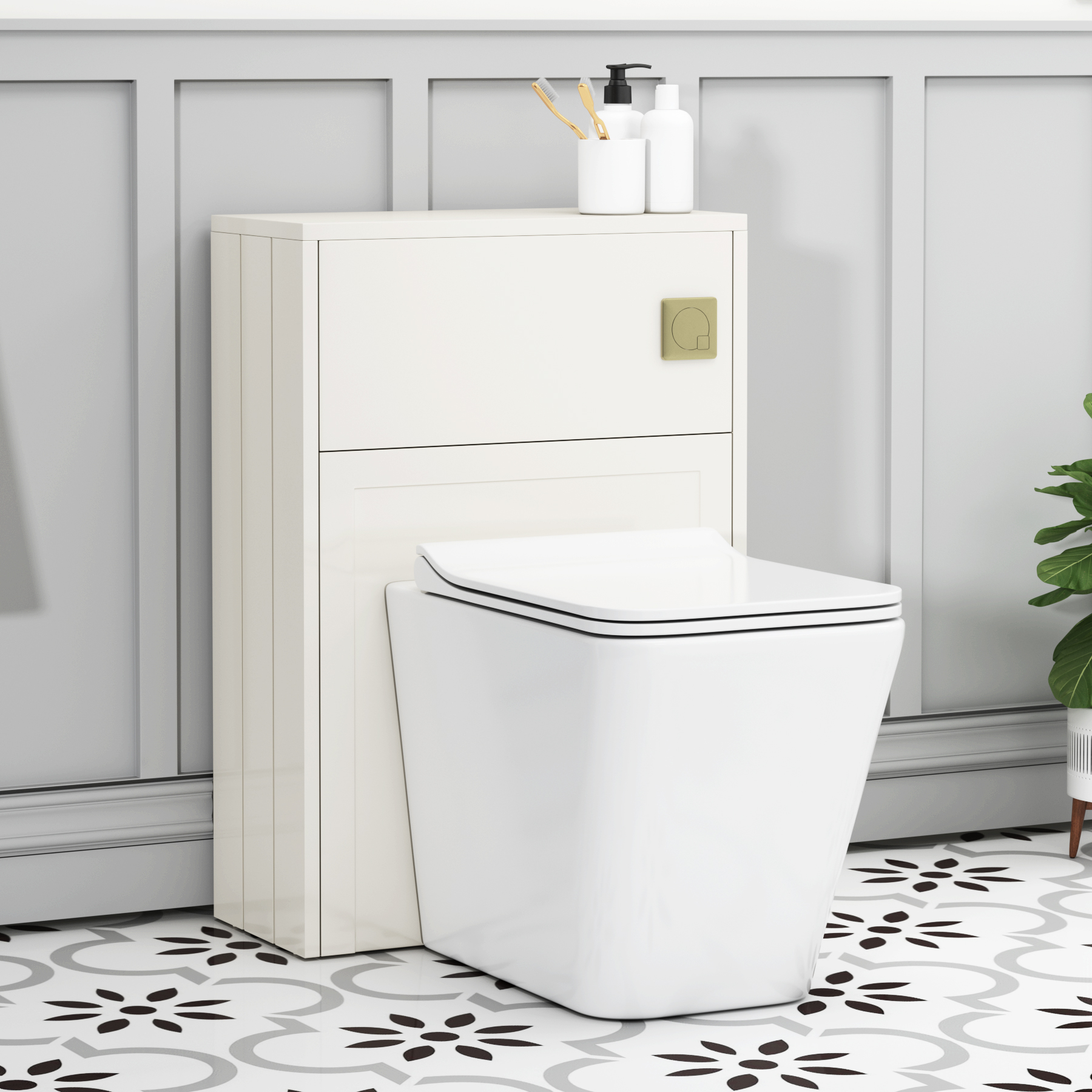 Elmore 550mm Classic White Traditional BTW  WC Unit With Rimless Toilet Seat and Various Pans