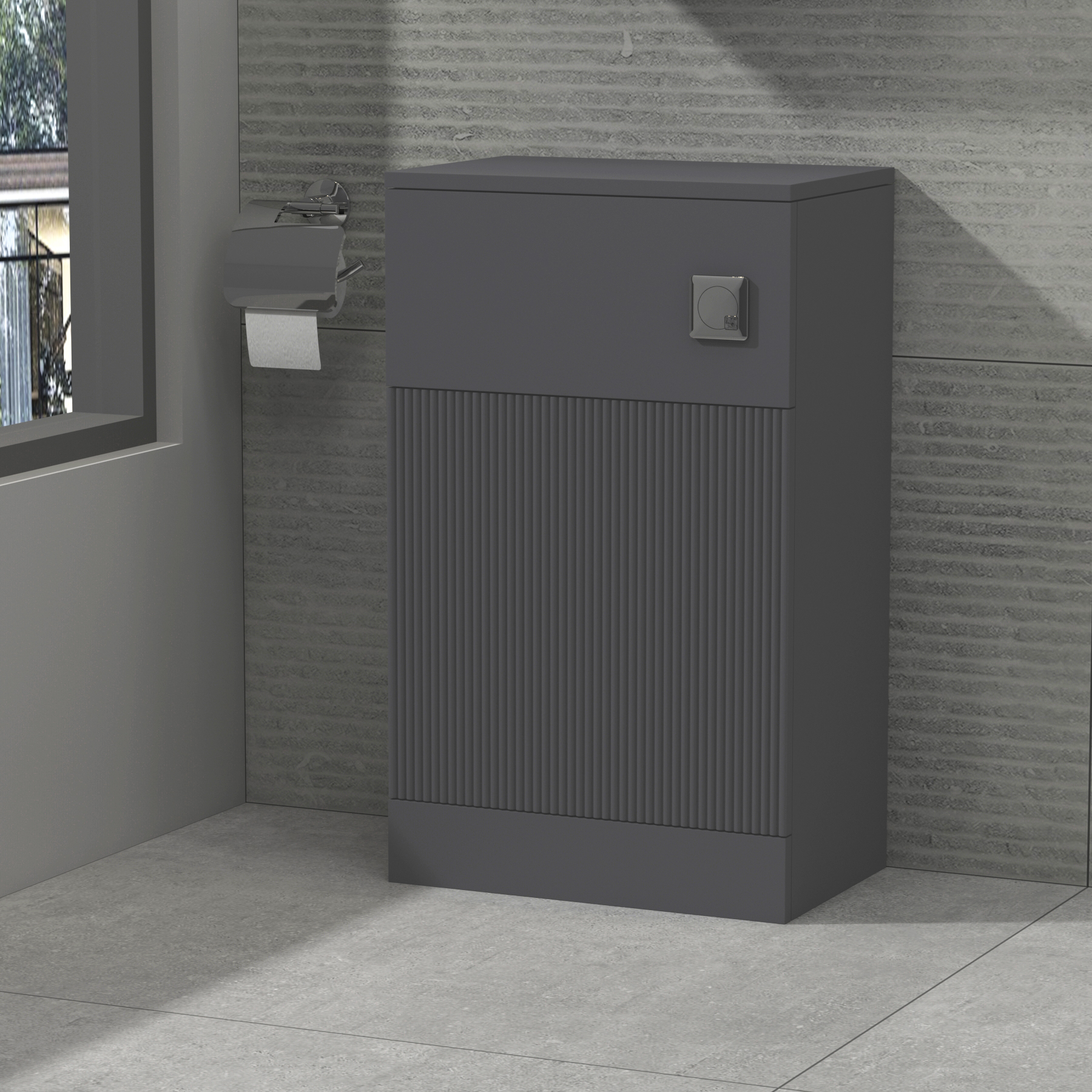 Evora 500mm Satin Grey Fluted BTW Back To Wall Toilet WC Unit