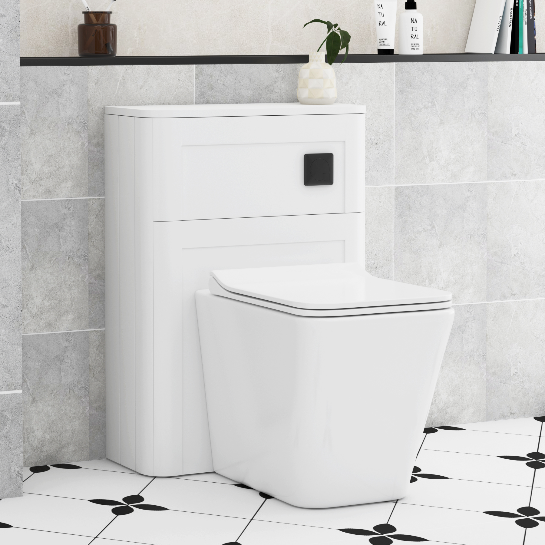 Henley 550mm Satin White BTW WC Unit With Rimless Toilet Seat and ...