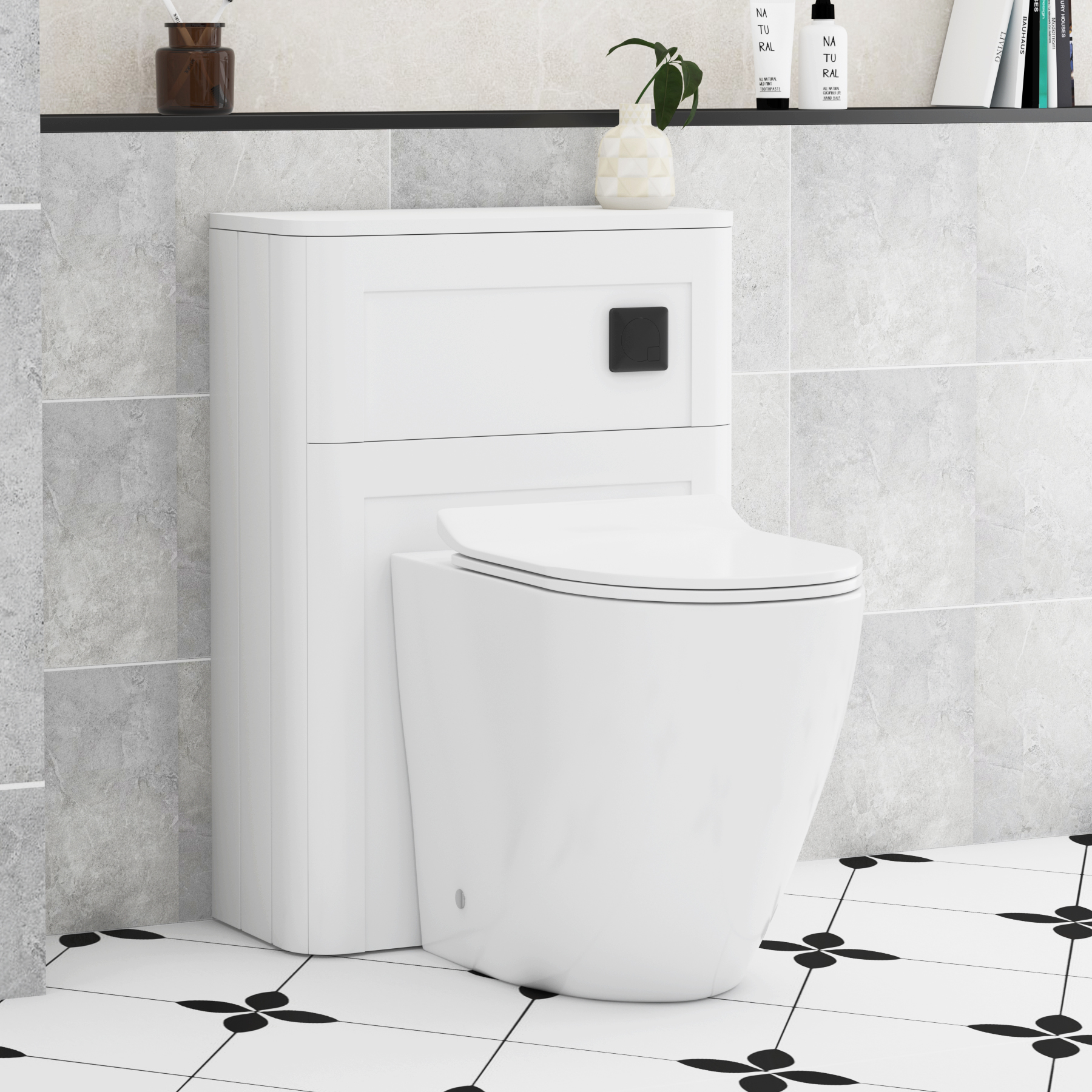Henley 550mm Satin White BTW WC Unit With Rimless Toilet Seat and ...