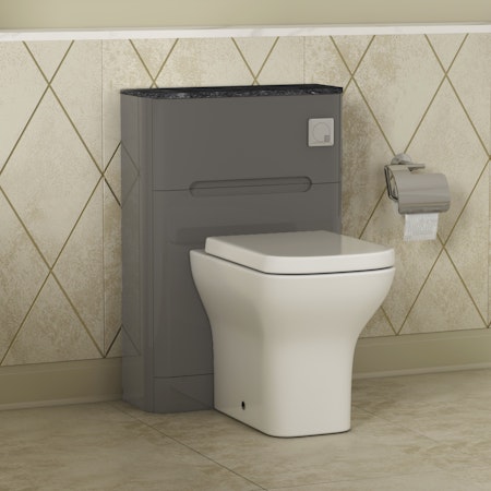 Infinity 550mm Anthracite BTW WC Unit with Qubix Toilet Pack & Seat - Black Star Top