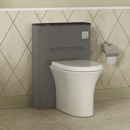 Infinity 550mm Anthracite BTW WC Unit with Breeze Rimless Toilet Pack & Seat - Black Star Top