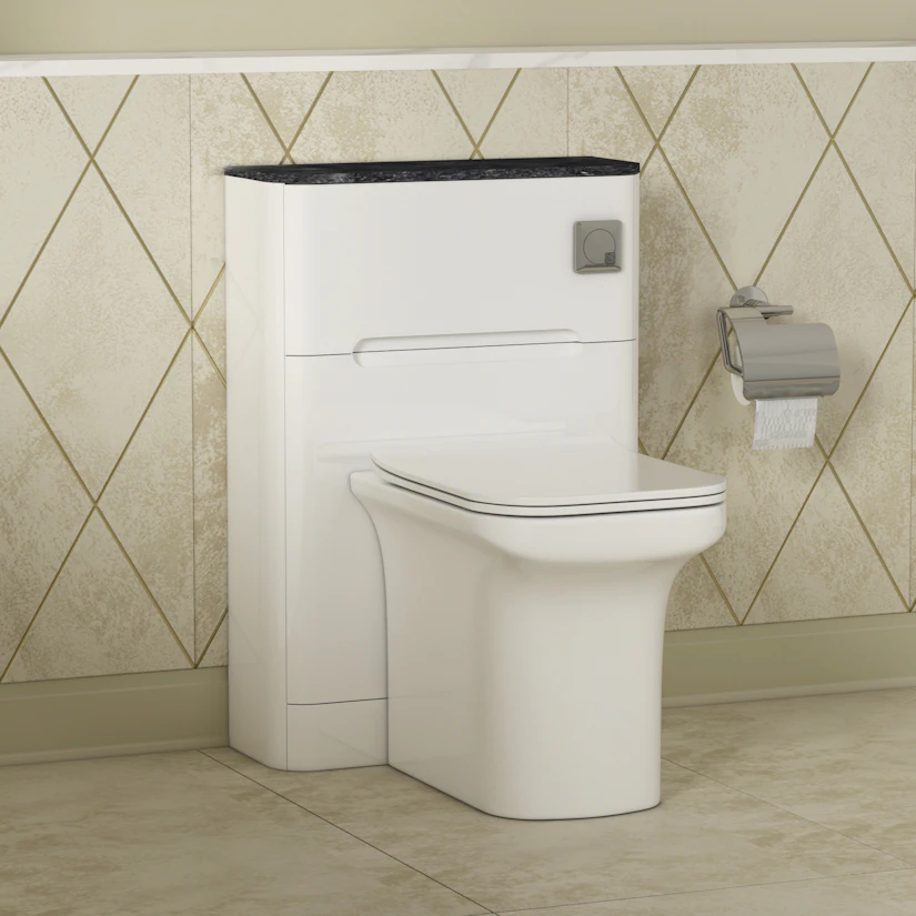 High Rise Wc Unit Venice 550mm Gloss White BTW WC Unit with Crosby Rimless Toilet Pack ...