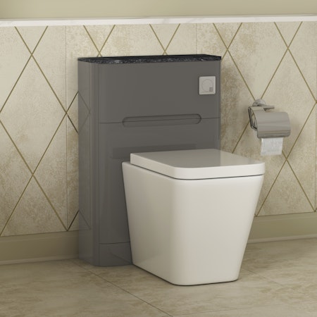 Infinity 550mm Anthracite BTW WC Unit with Elena Rimless Toilet Pack & Seat - Black Star Top