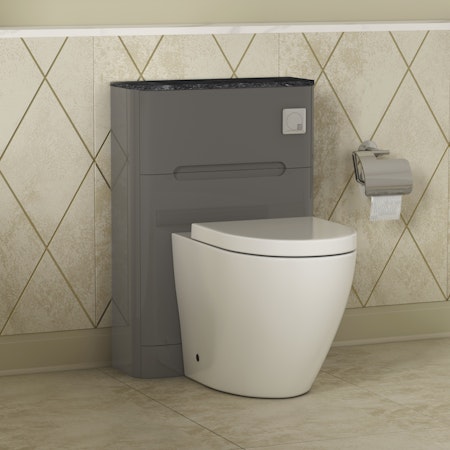 Infinity 550mm Anthracite BTW WC Unit with Abacus Rimless Toilet Pack & Seat - Black Star Top