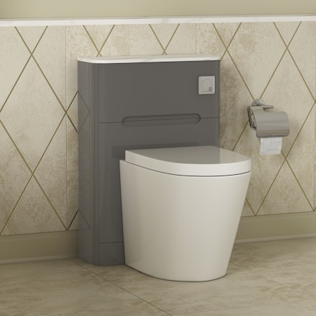Infinity 550mm Gloss Anthracite BTW WC Unit with Cesar Rimless Toilet Pan & Seat, Cistern