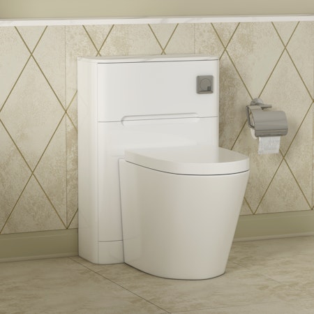 Infinity 550mm Gloss White BTW WC Unit With Rimless Toilet Seat and Various Pans