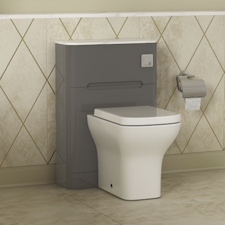 Infinity 550mm Gloss Anthracite BTW WC Unit with Qubix Toilet Pan & Seat, Cistern