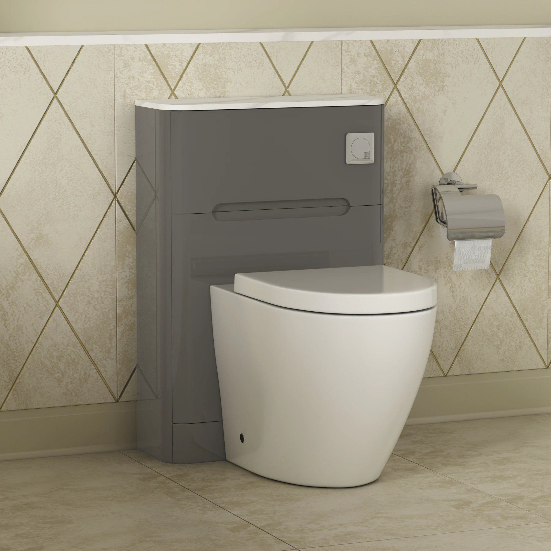 Wc Full Unit Infinity 550mm Gloss Anthracite BTW WC Unit With Rimless Toilet Seat ...