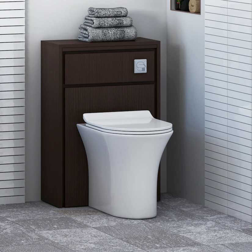 Wc Full Unit Livora 555mm Walnut Woodgrain BTW WC Unit with Breeze Rimless Toilet ...