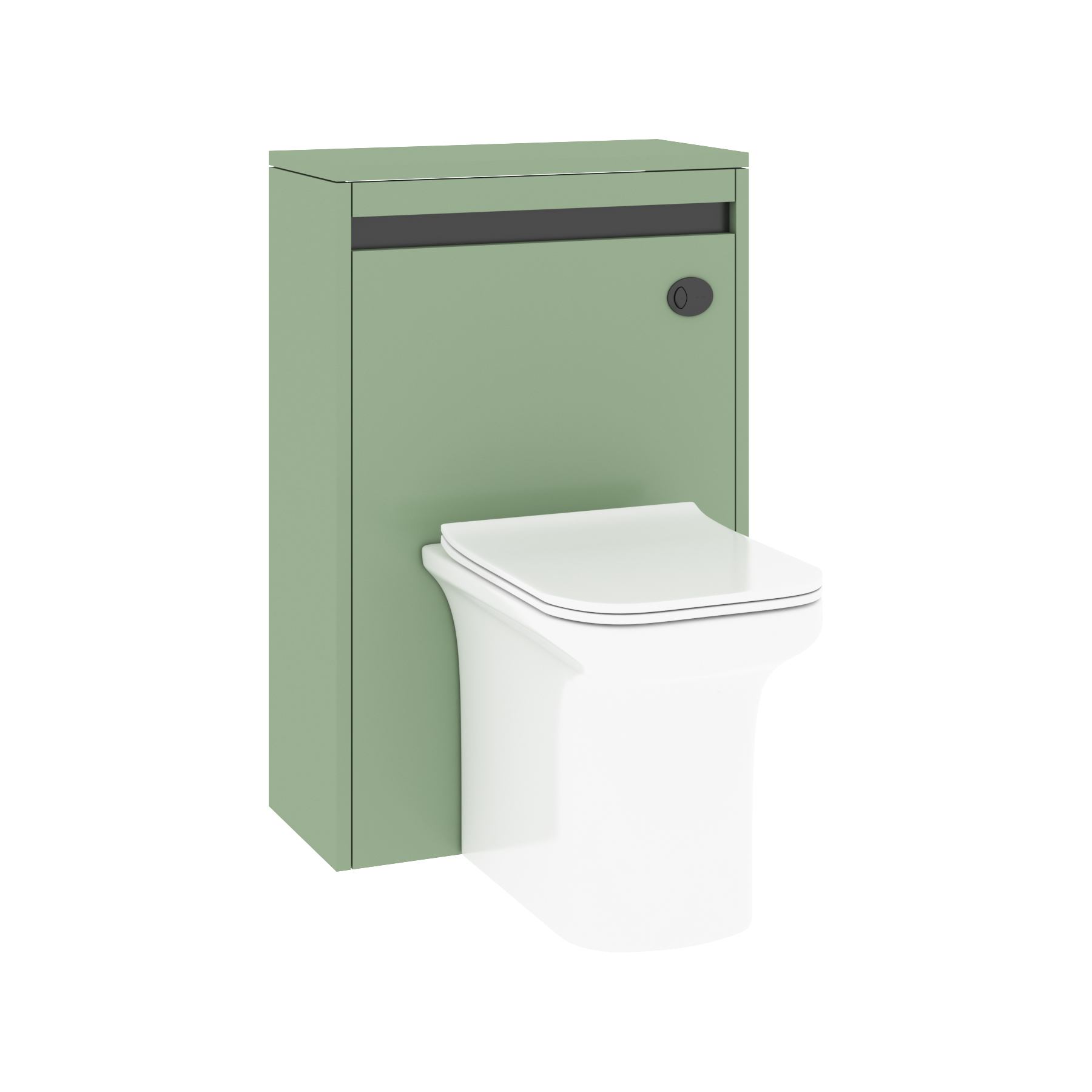 Orion 540mm Mint Sage BTW WC Unit With Rimless Toilet Seat and Various Pans