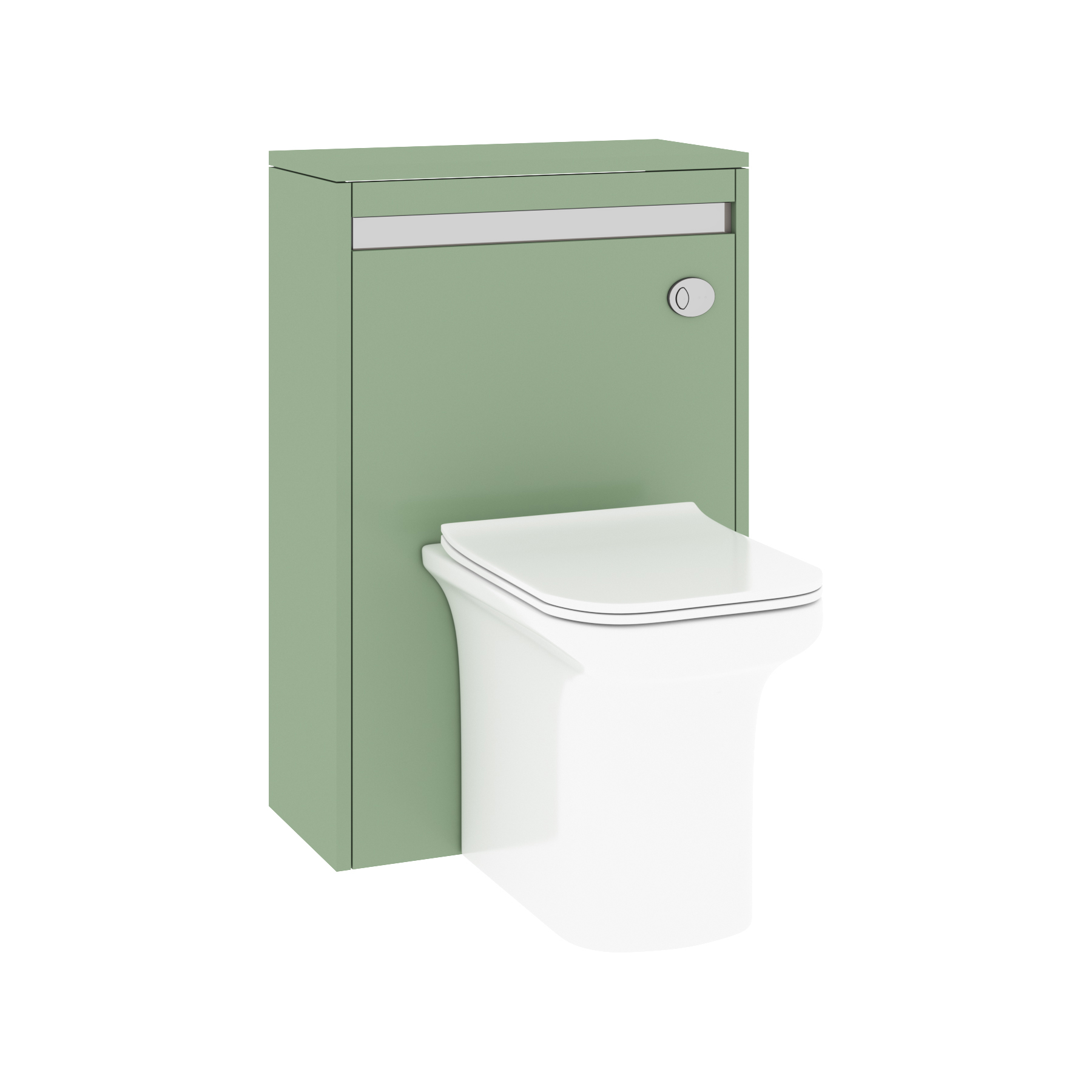 Orion 540mm Mint Sage BTW WC Unit With Rimless Toilet Seat and Various Pans
