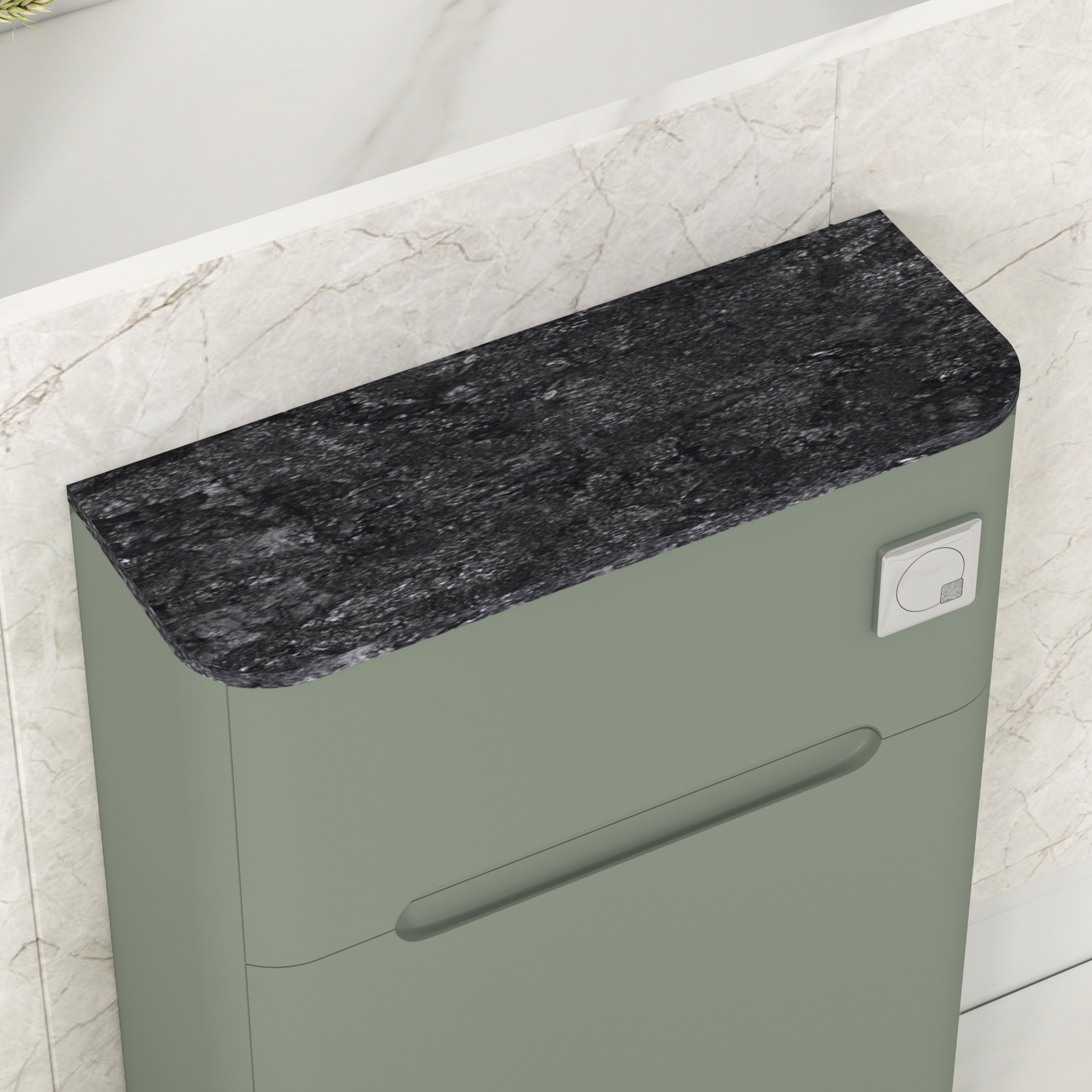 Venice 550mm Sage Green BTW WC Unit With Rimless Toilet Seat and Various Pans