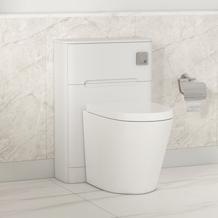 Venice 550mm Satin White BTW WC Unit With Rimless Toilet Seat and Various Pans