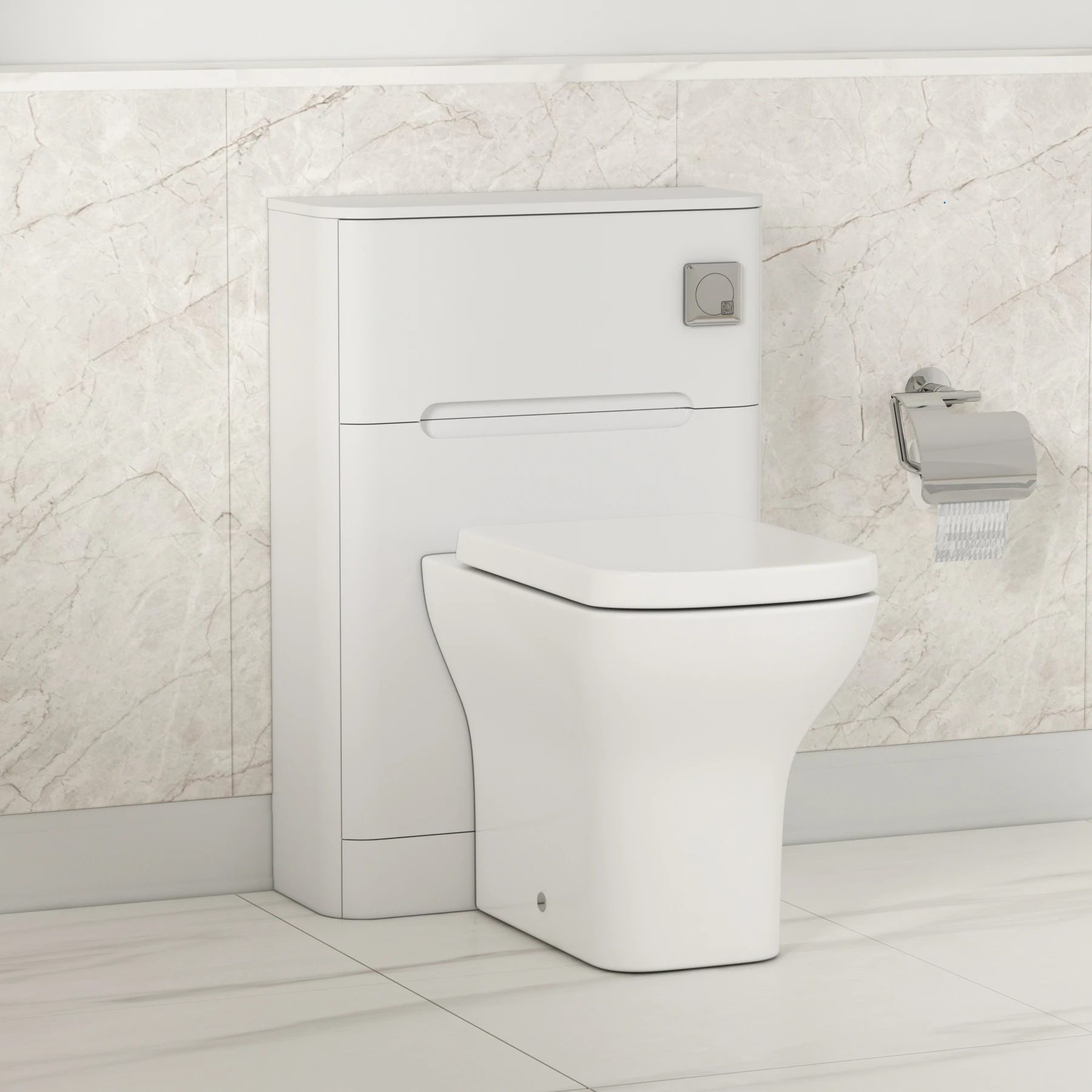 Wc Full Unit Venice 550mm Satin White BTW WC Unit With Rimless Toilet Seat and ...