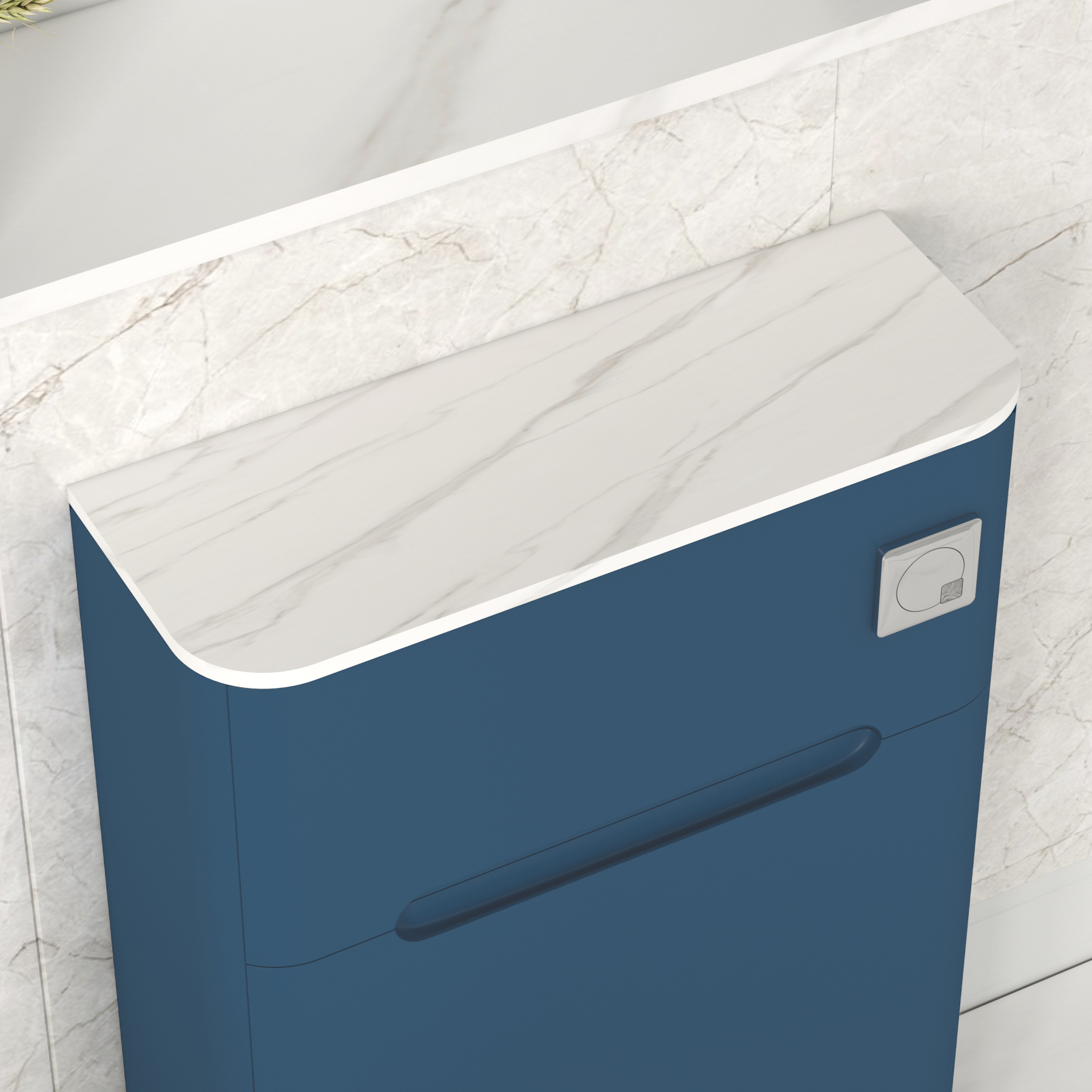 Venice 550mm Satin Blue BTW WC Unit With Rimless Toilet Seat and  