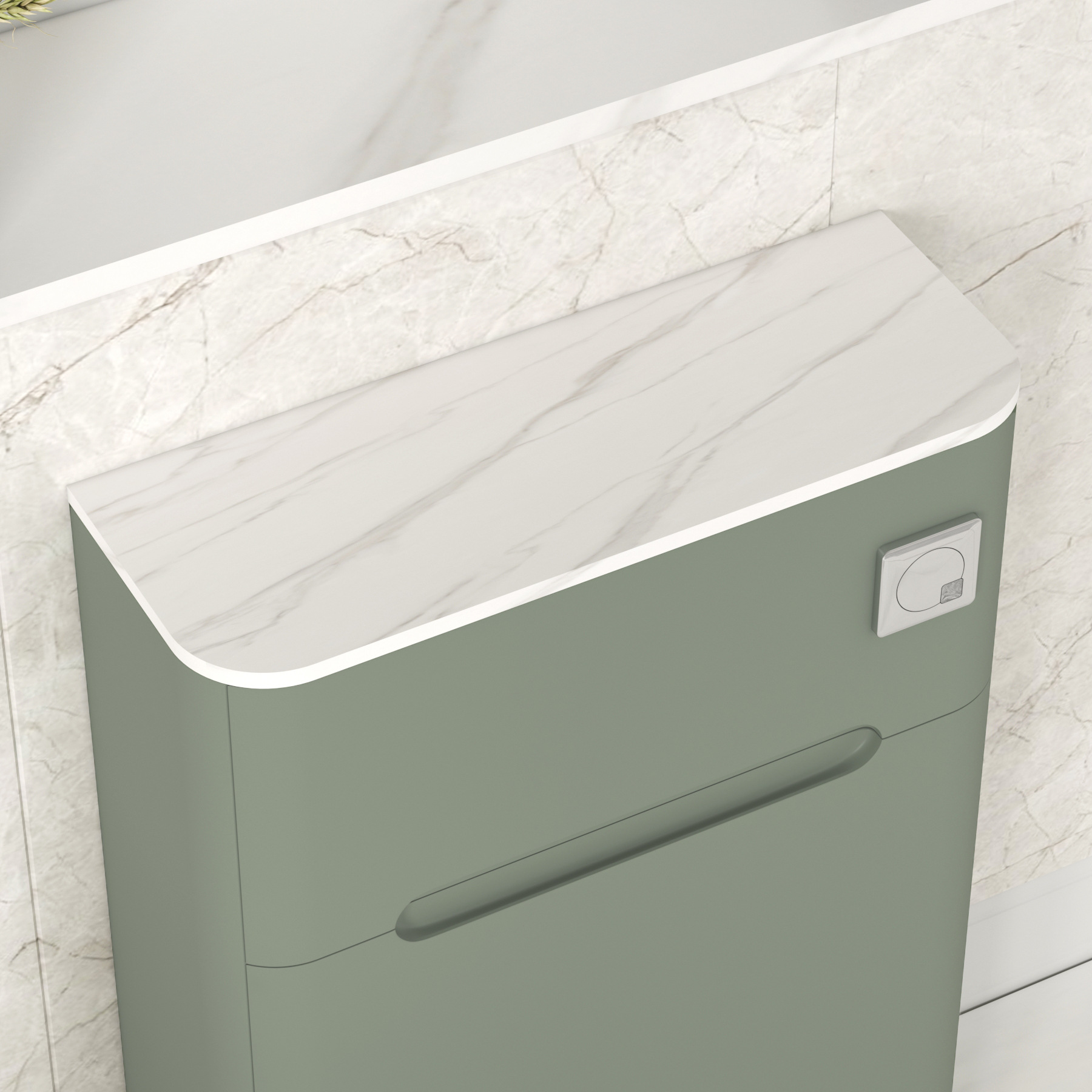 Venice 550mm Sage Green BTW WC Unit With Rimless Toilet Seat and Various Pans