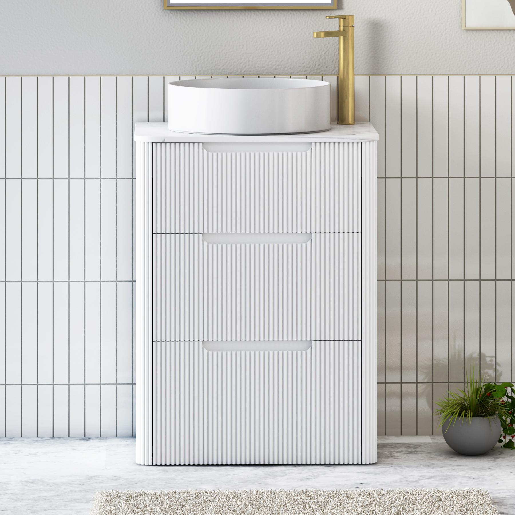 Avenza 600mm 3 Drawer Floor Standing Vanity Unit – Multiple Colours, Worktop & Basins Options