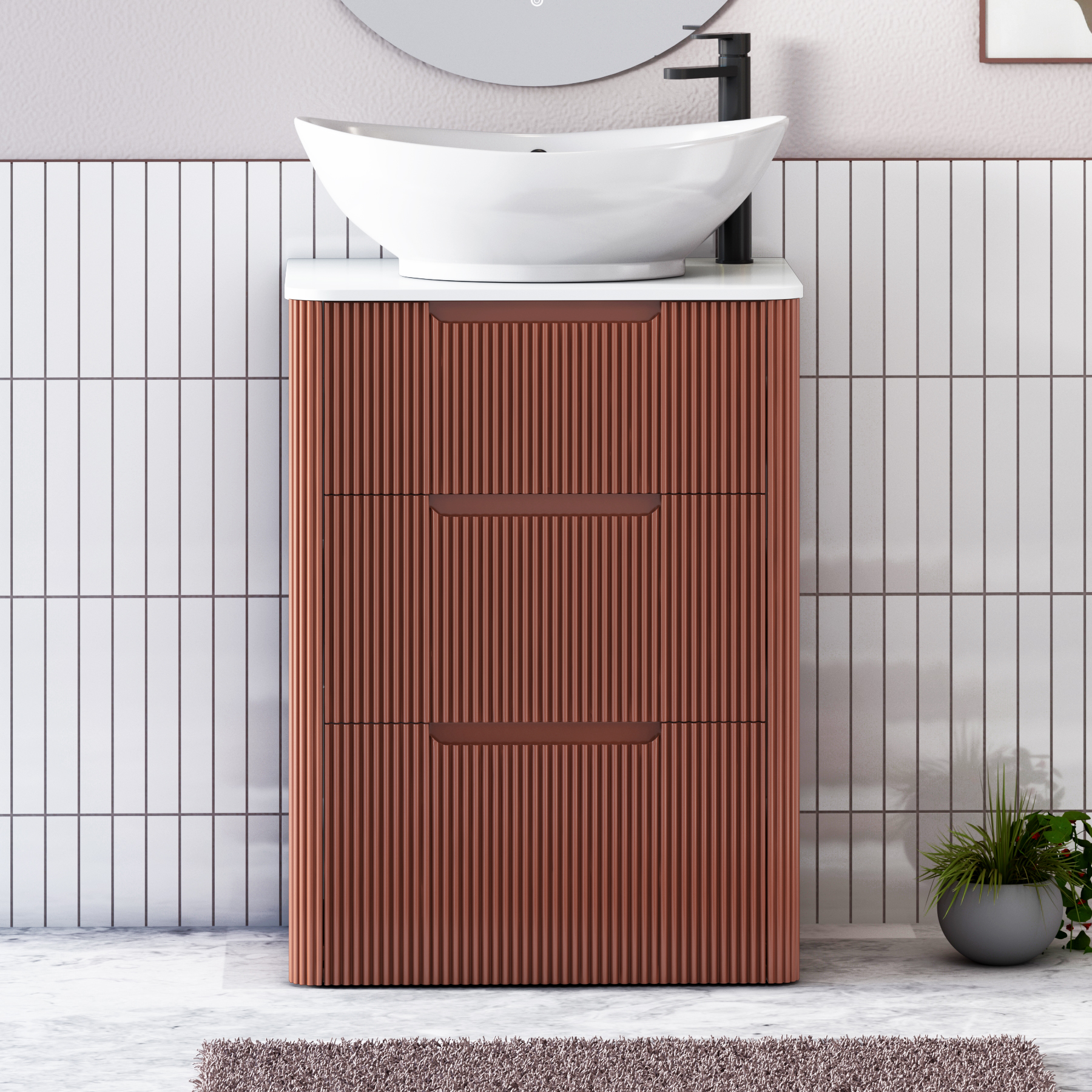 Avenza 600mm 3 Drawer Floor Standing Vanity Unit – Multiple Colours, Worktop & Basins Options
