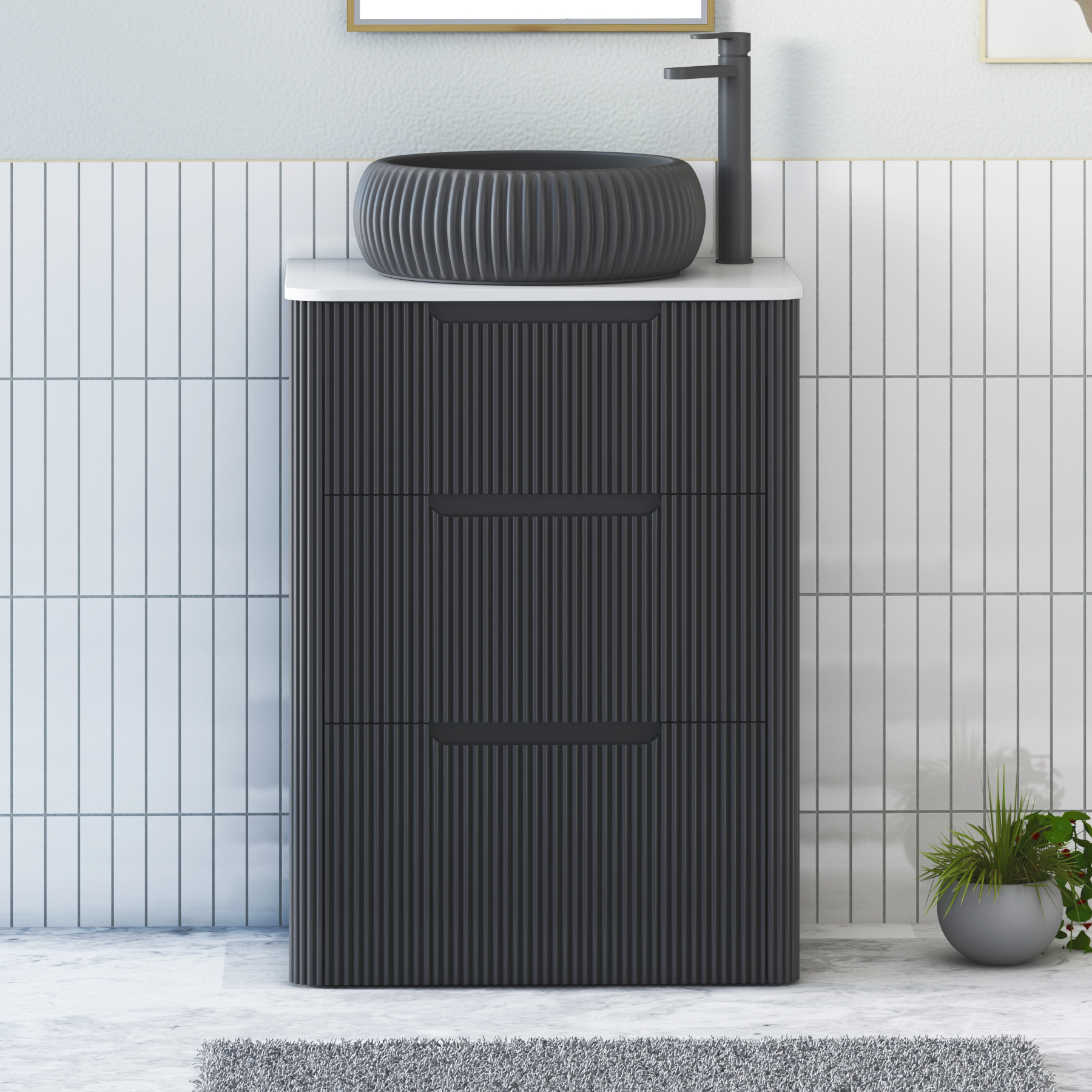 Avenza 600mm 3 Drawer Floor Standing Vanity Unit – Multiple Colours, Worktop & Basins Options