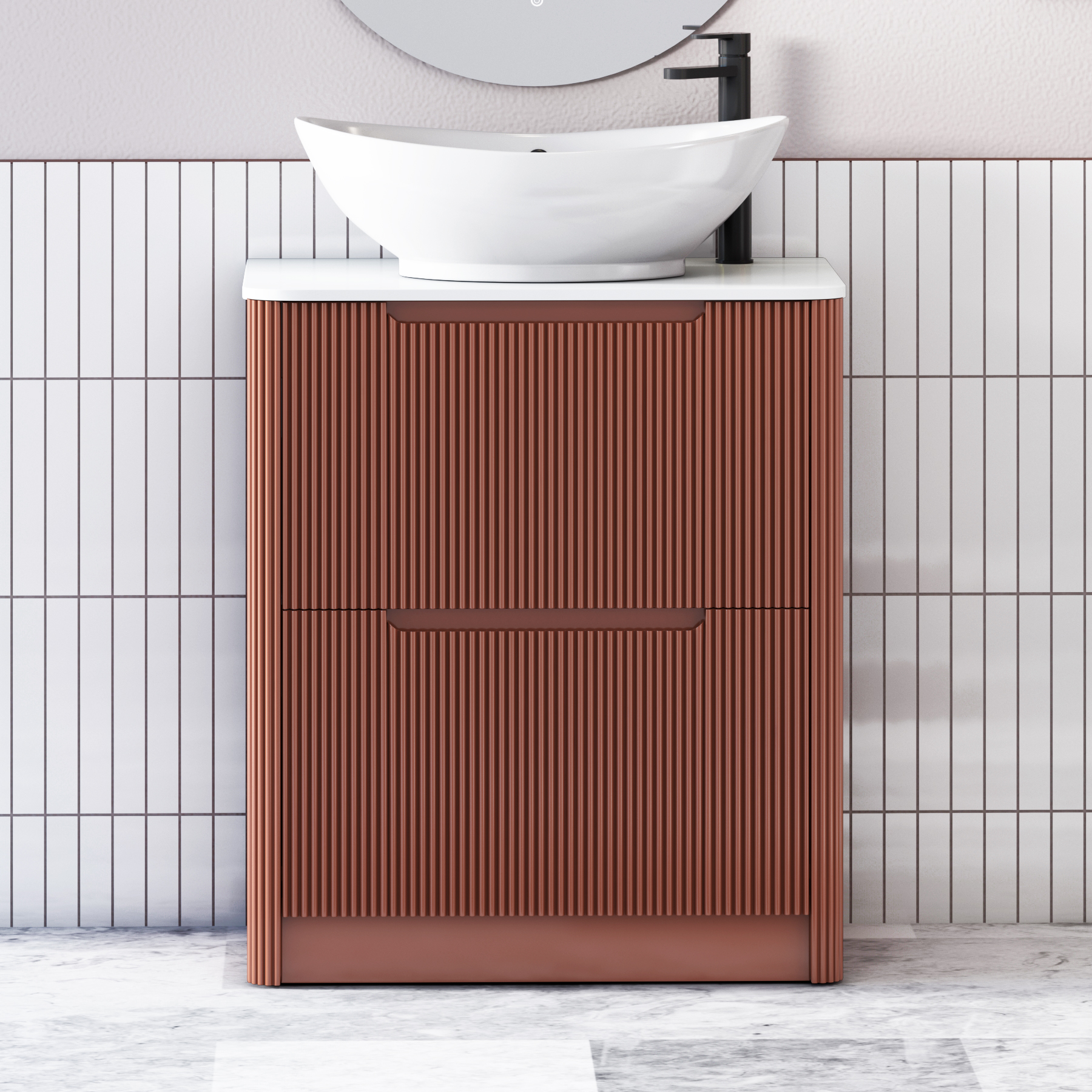 Avenza 2 Drawer Floor Standing Vanity Unit – Multiple Sizes, Colours, Worktop & Basins Options