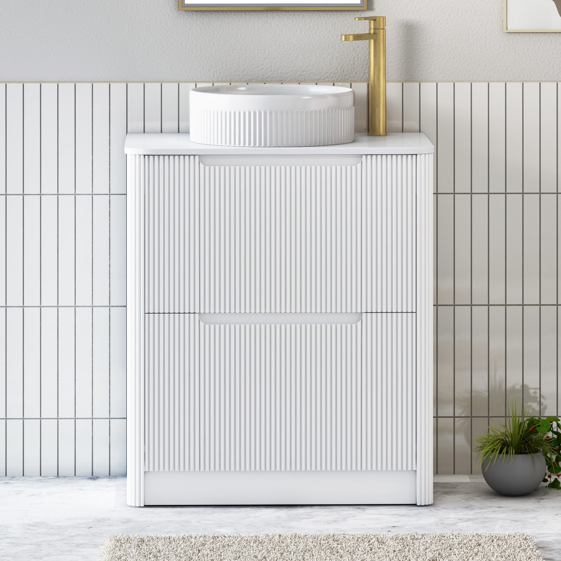 Avenza 2 Drawer Floor Standing Vanity Unit – Multiple Sizes, Colours, Worktop & Basins Options
