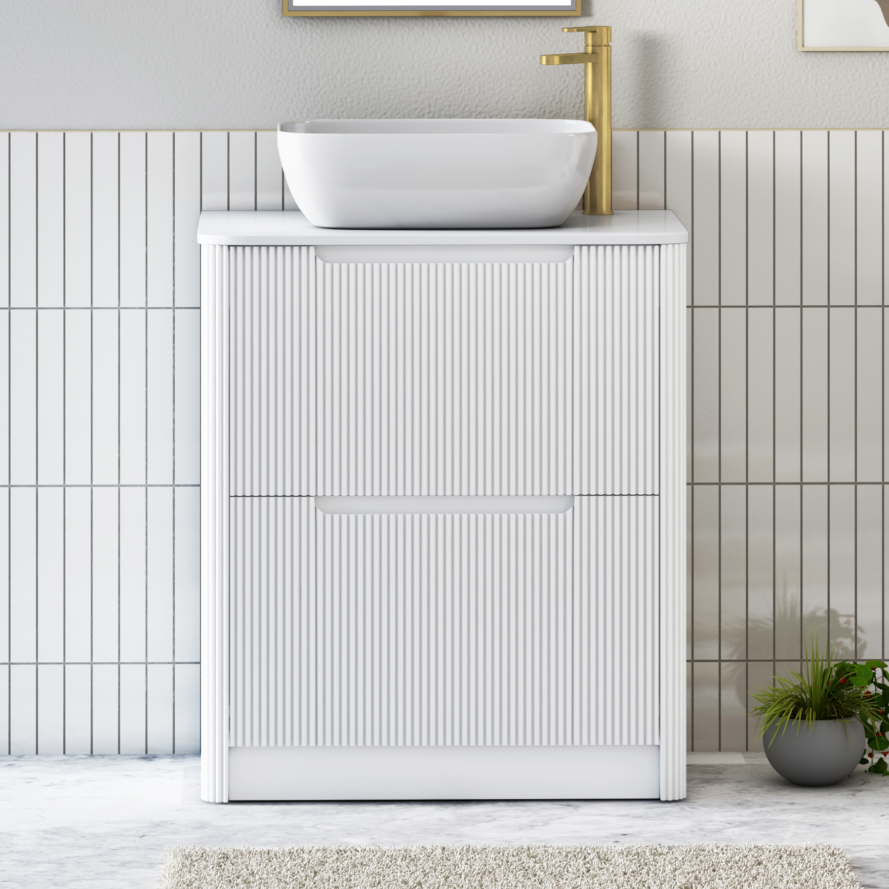 Avenza 2 Drawer Floor Standing Vanity Unit – Multiple Sizes, Colours, Worktop & Basins Options