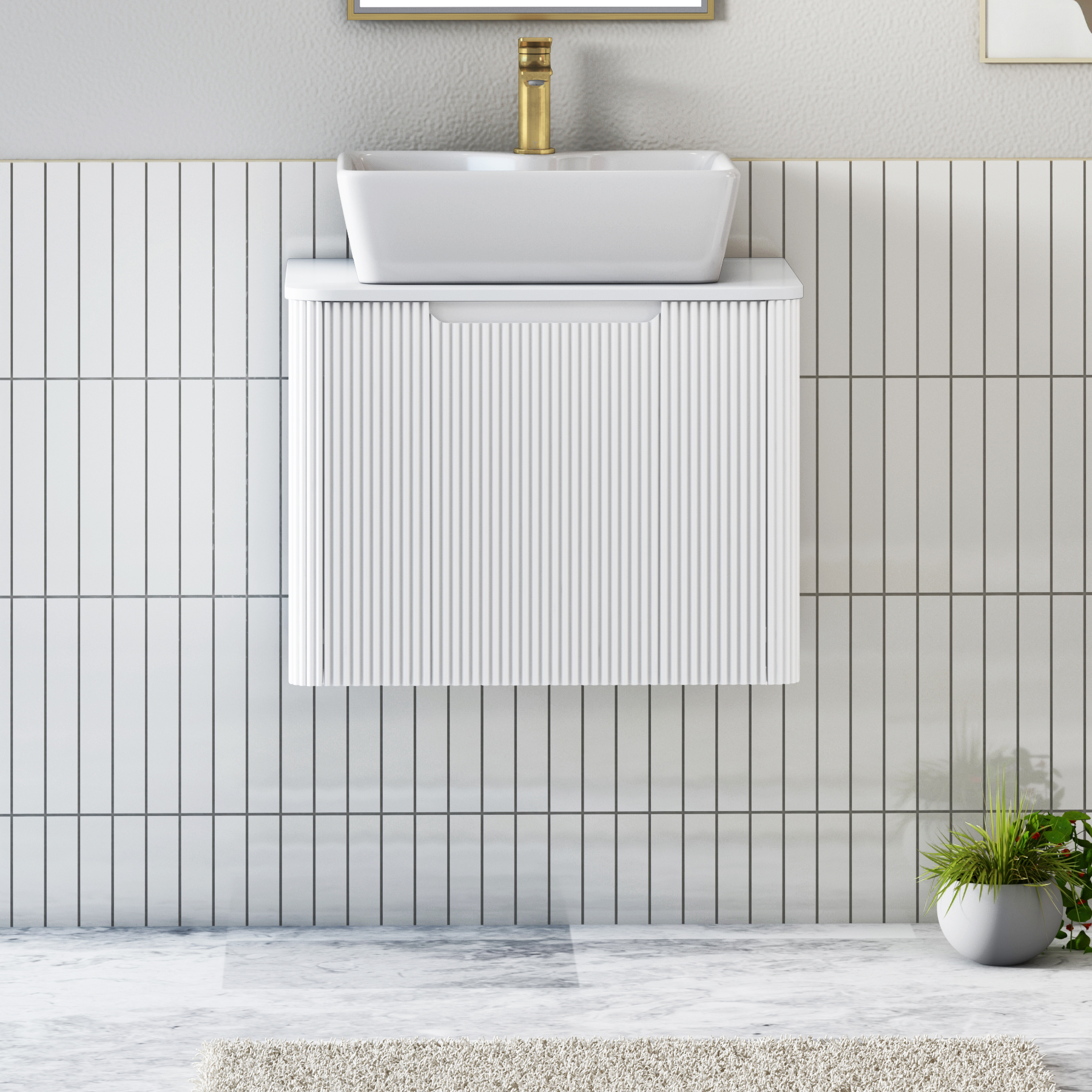 Avenza 600mm 1 Drawer Wall Hung Vanity Unit – Multiple Colours, Worktop & Basins Options