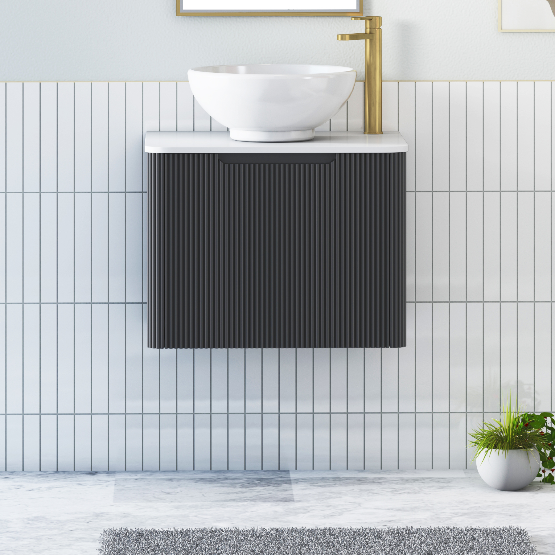 Avenza 600mm 1 Drawer Wall Hung Vanity Unit – Multiple Colours, Worktop & Basins Options