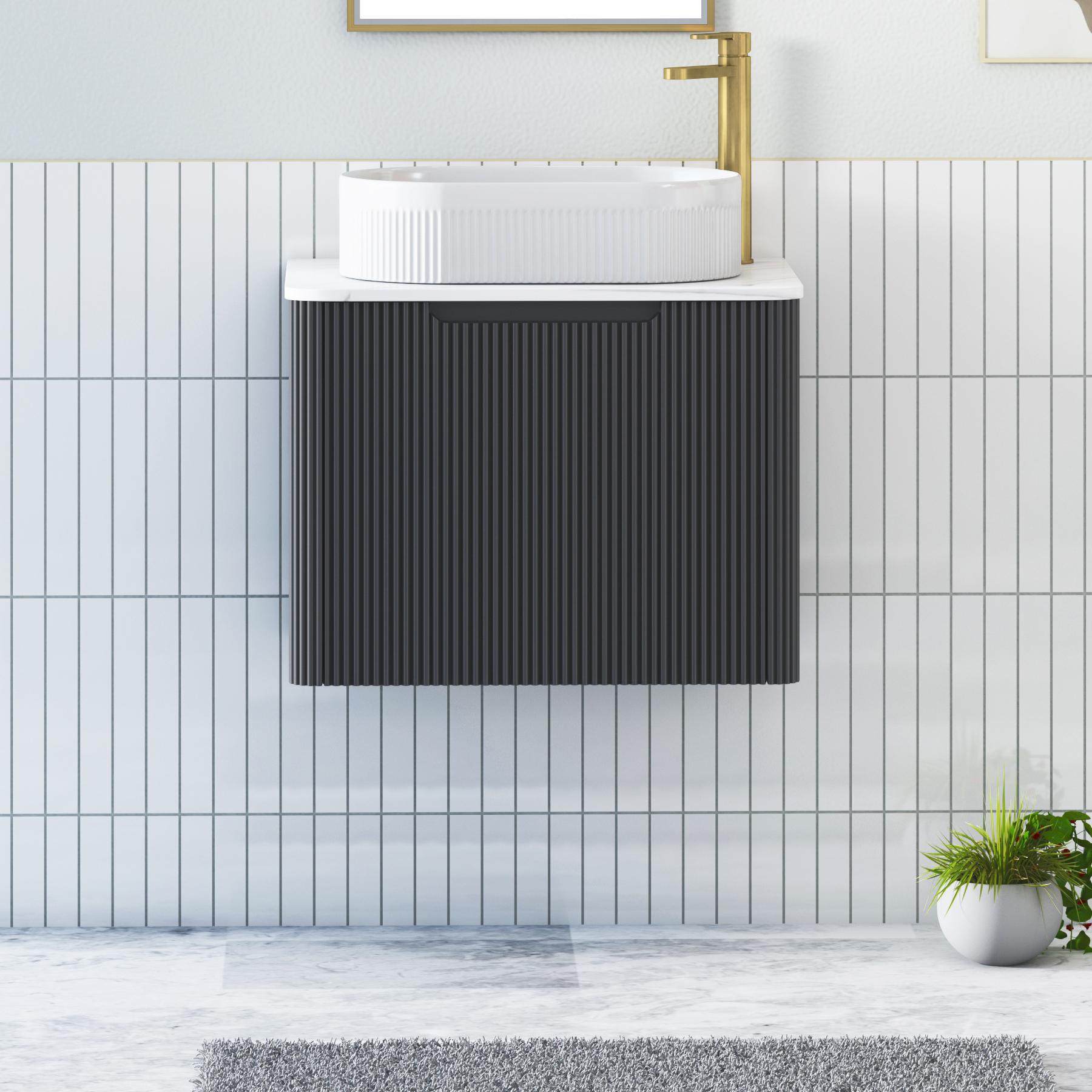 Avenza 600mm 1 Drawer Wall Hung Vanity Unit – Multiple Colours, Worktop & Basins Options