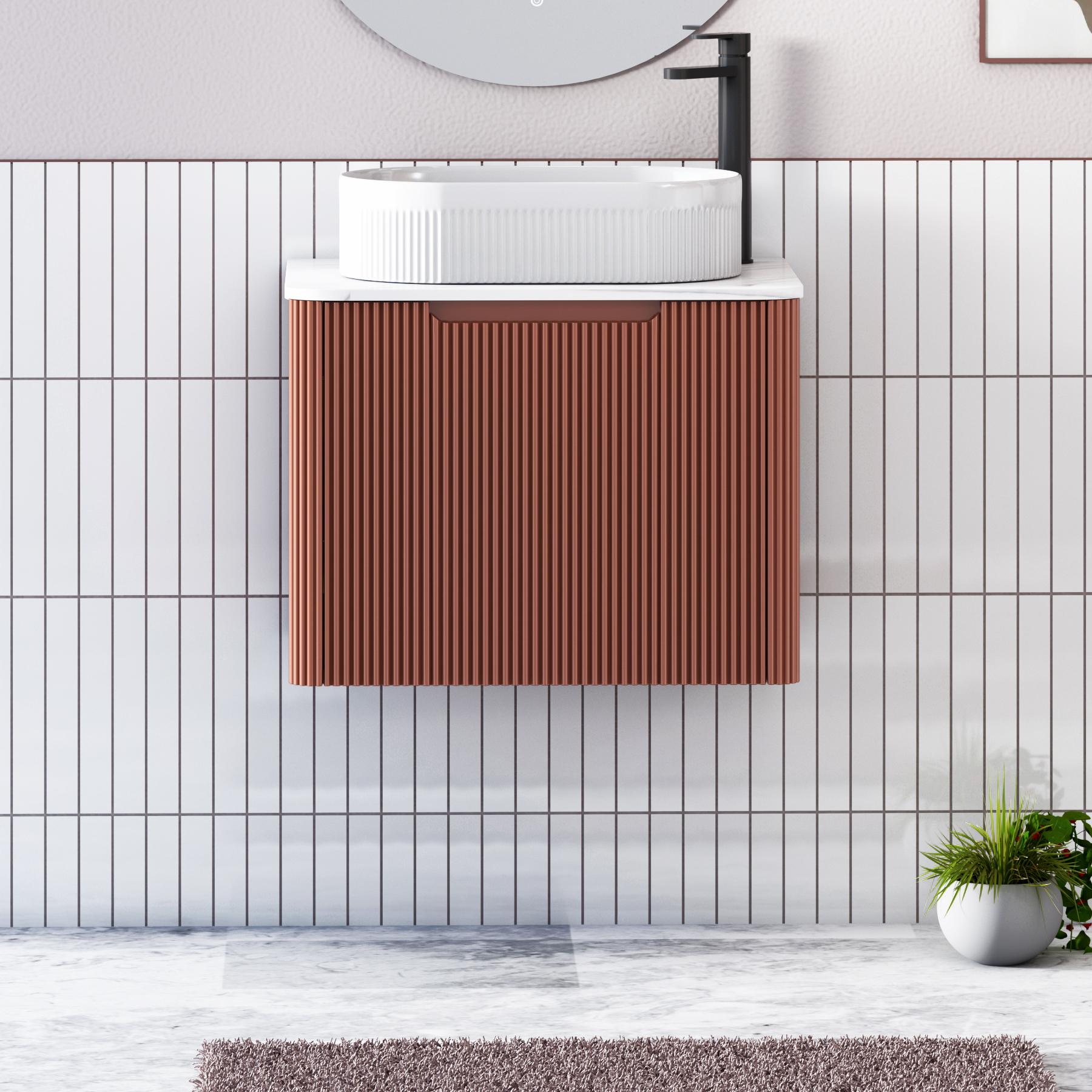 Avenza 600mm 1 Drawer Wall Hung Vanity Unit – Multiple Colours, Worktop & Basins Options