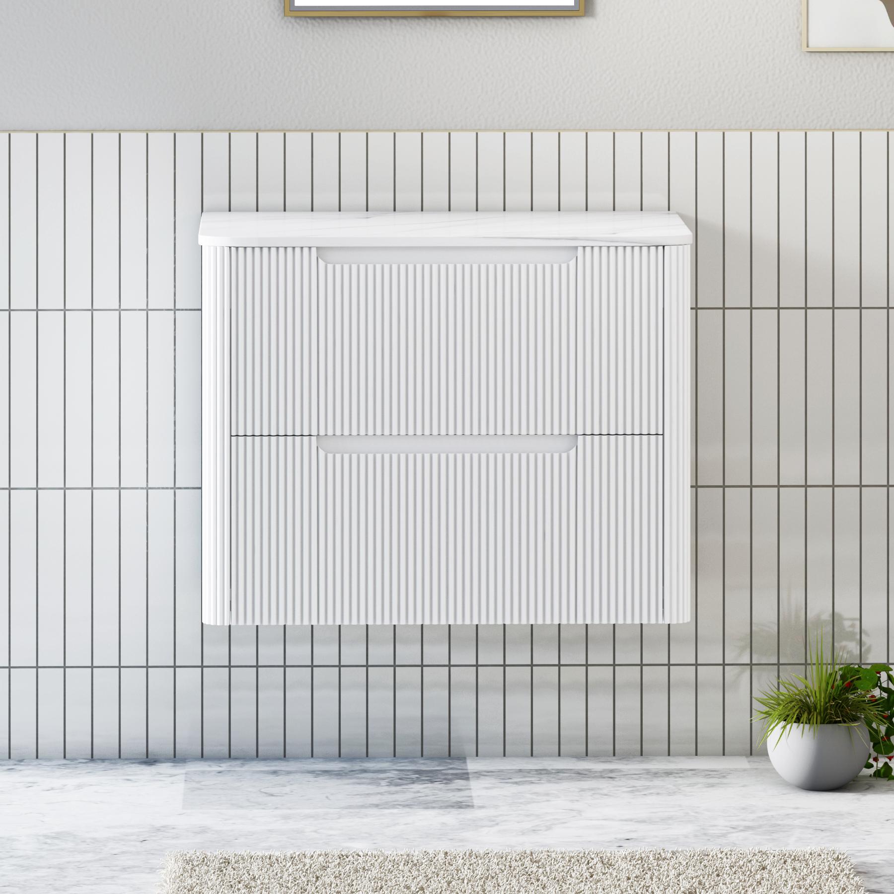 Avenza 2 Drawer Wall Hung Vanity Unit – Multiple Sizes, Colours, Worktop & Basins Options