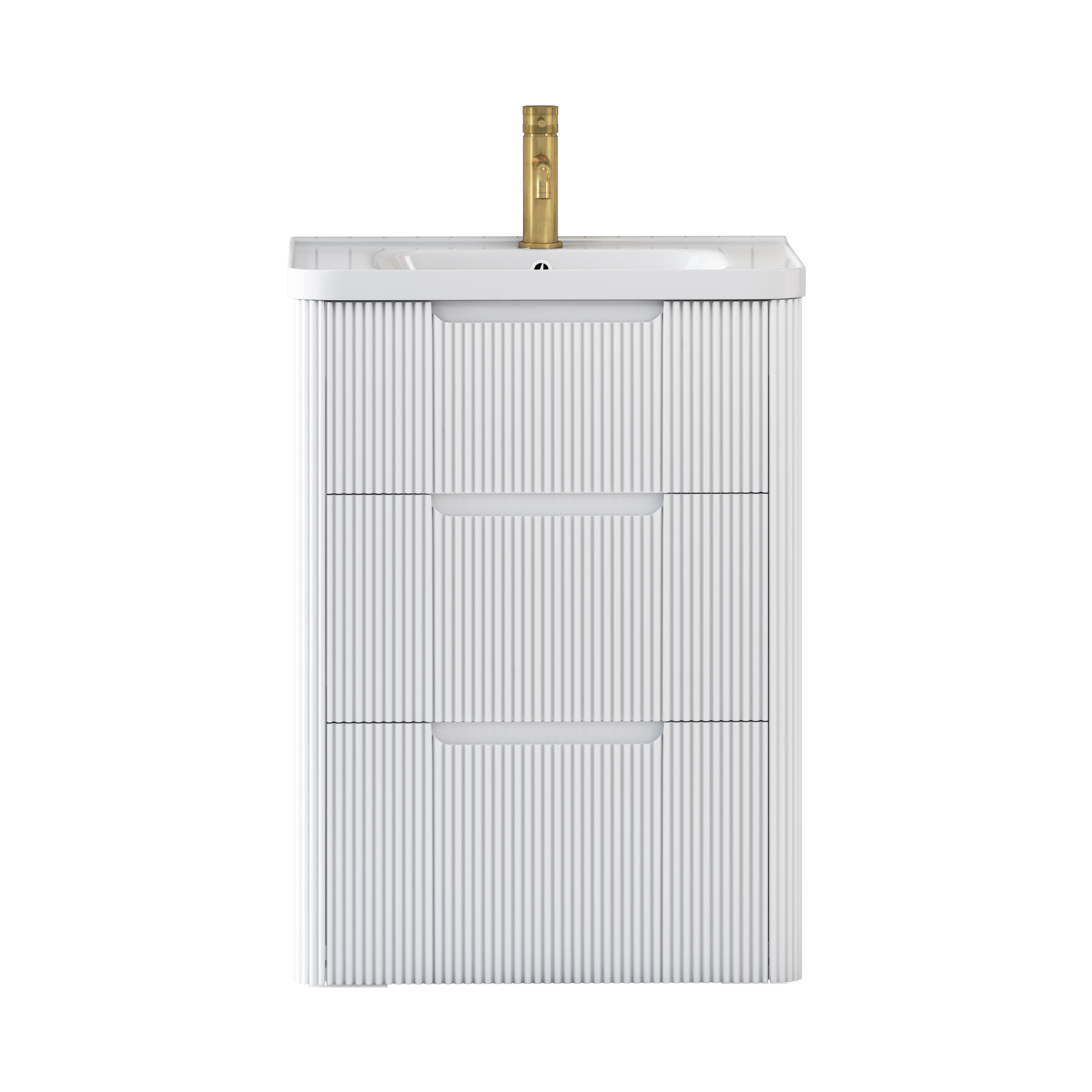 Avenza 600mm Matt White Floor Standing Vanity Unit 3 Drawer with Ceramic Basin